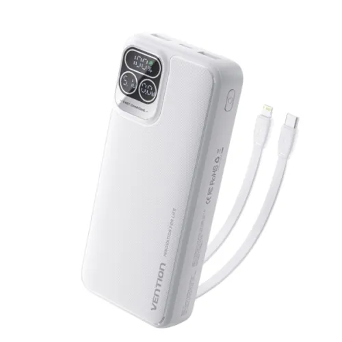 Vention I15WB-V2 20000mAh 22.5W Power Bank With Built-in Type-C & IP Cable