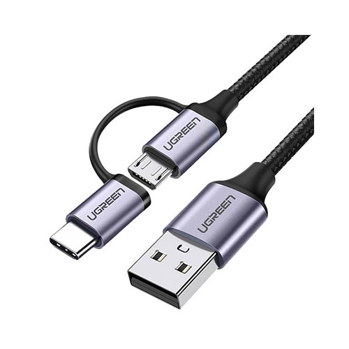 UGREEN 30875 USB 2.0 A Male To Micro USB + USB-C Male 3A Data Cable