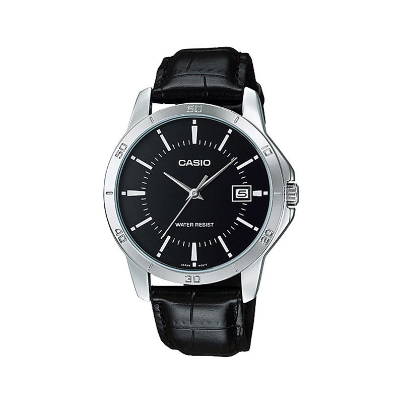 CASIO MTP-V004L-1AUDF Black Leather Watch for Men