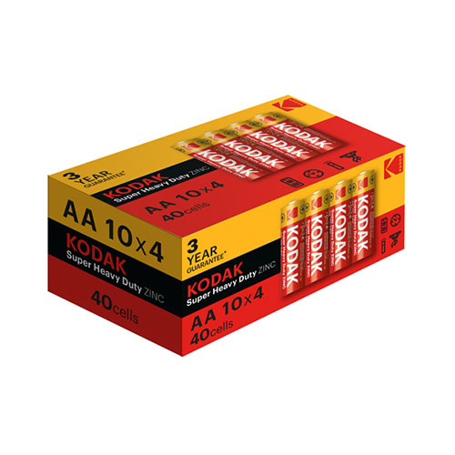 Kodak AA (4×10) 40pack Box Zinc Extra Heavy Duty shrink wrap