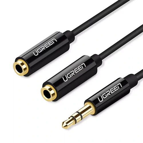 UGREEN 20816 3.5mm Male to 2 Female Audio Cable 20cm (Black)