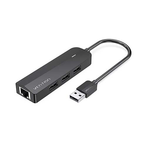 Vention CHPBB 3-Port USB 2.0 Hub with 100M Ethernet Adapter - 0.15M