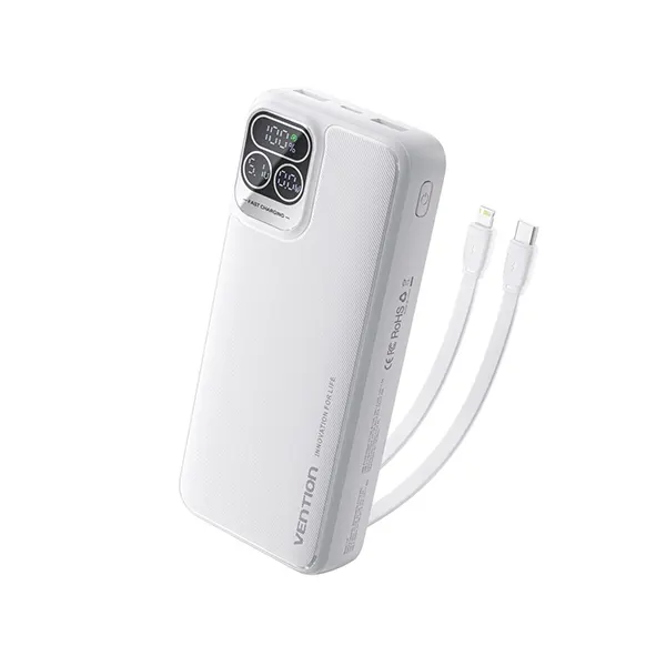 Vention I13WB-V2 10000mAh 22.5W LED Display Power Bank - White