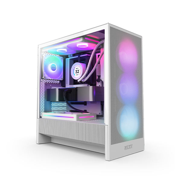 NZXT H5 Flow RGB 2024 Edition Compact ATX Mid-Tower Airflow Casing - White