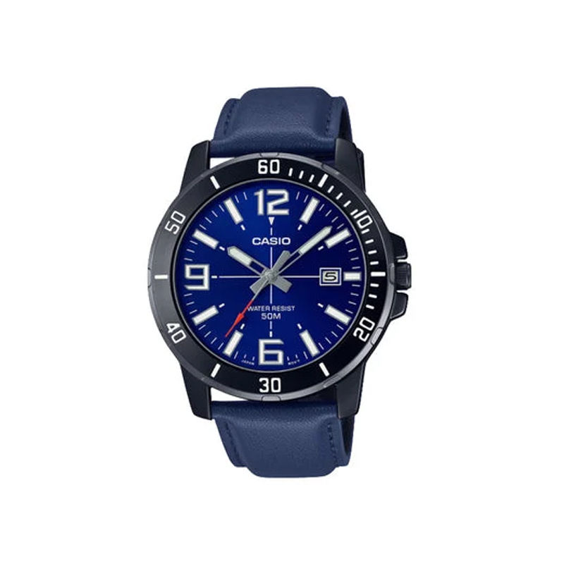 Casio Enticer Blue Leather Belt Men's Watch