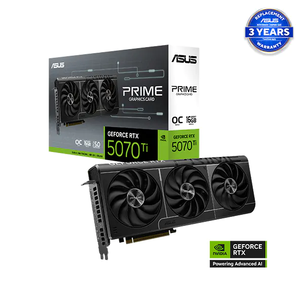 ASUS PRIME GeForce RTX 5070 Ti 16GB GDDR7 OC Edition Graphics Card