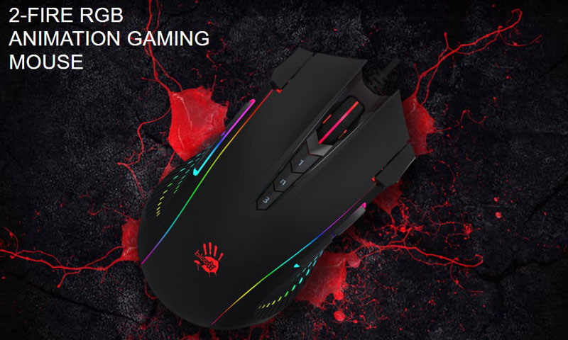 A4TECH BLOODY J90S 2-Fire RGB Animation Gaming Mouse