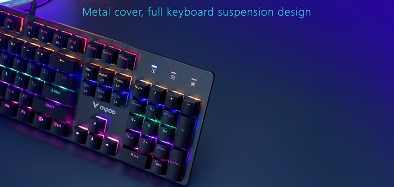 Rapoo V500SE Mixed Light 104 Keys Metal Wired Mechanical Keyboard
