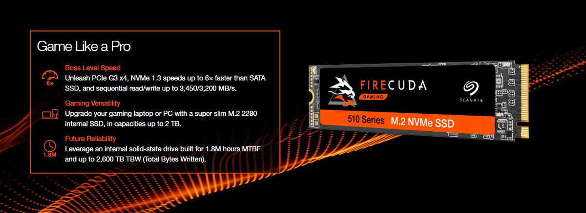 SEAGATE FireCuda 510 (ZP500GM3A021) 500GB M.2 PCIe Gen3×4 NVMe Gaming SSD