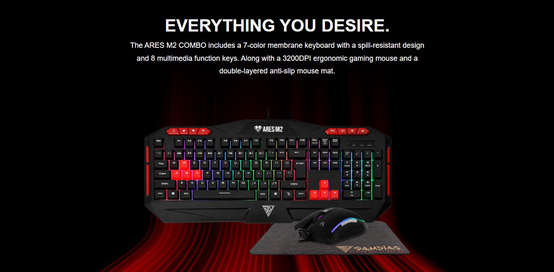 Gamdias Ares M2 3-in-1 Combo (Keyboard, Mouse and Mousepad)