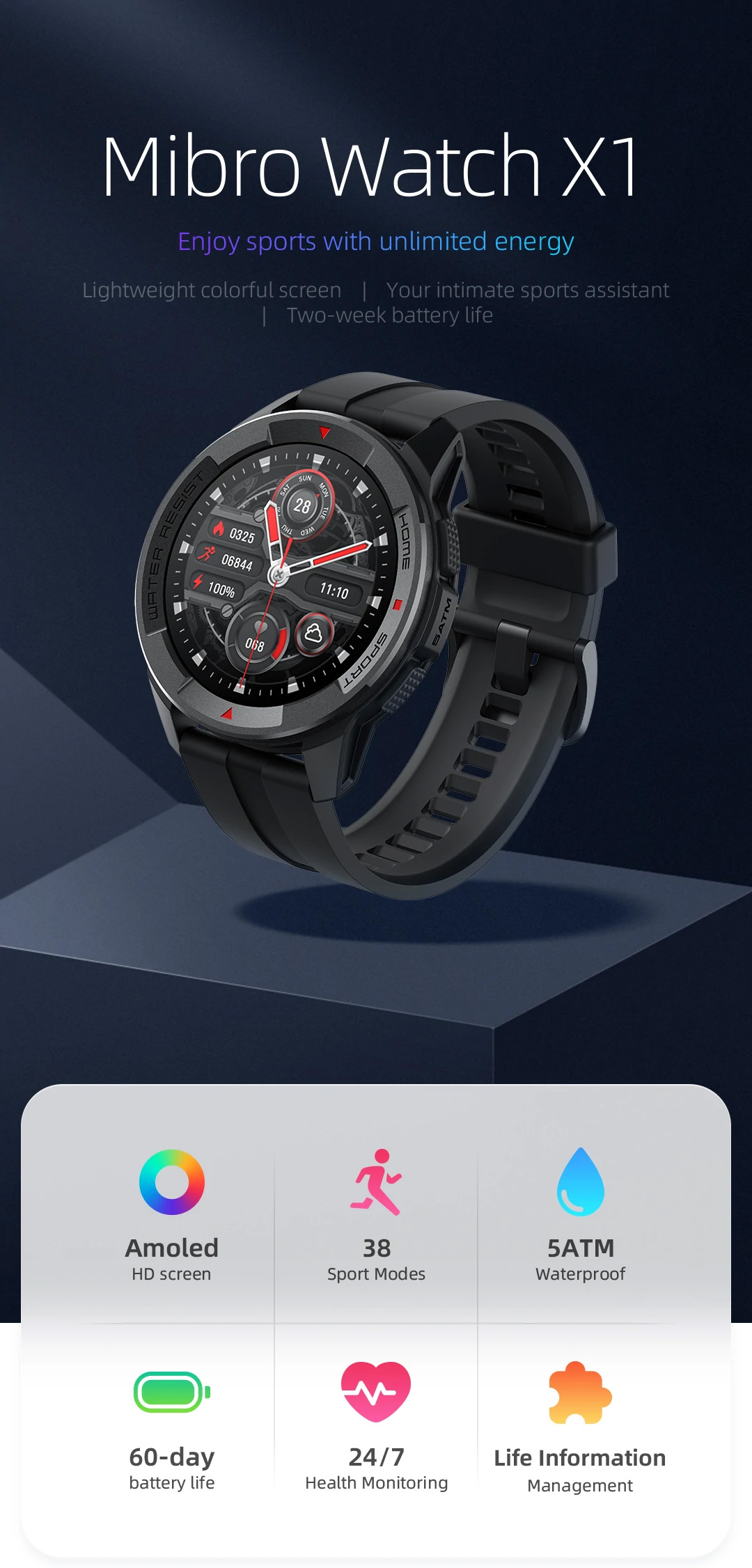 Xiaomi Mibro X1 AMOLED HD Sports Smart Watch