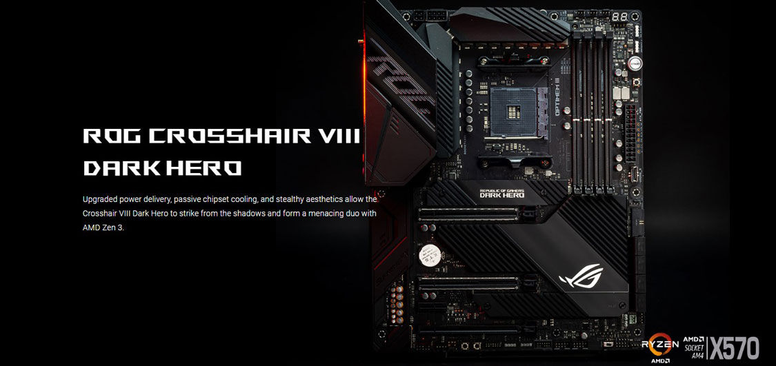 ASUS ROG CROSSHAIR VIII DARK HERO AMD X570 ATX Gaming Motherboard